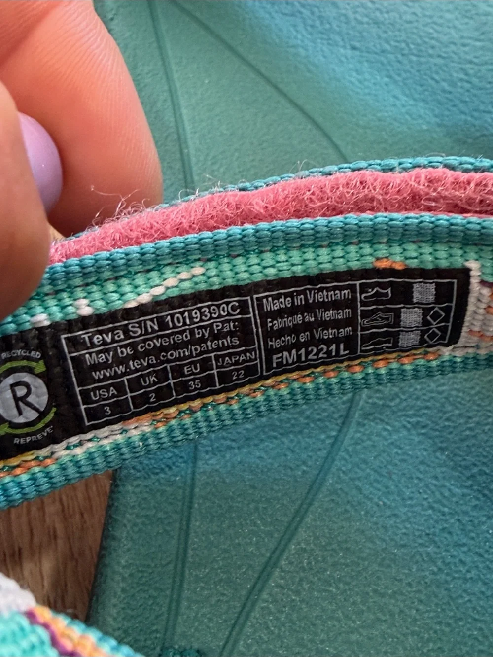 Teva Teal Sandals with Pink Accents